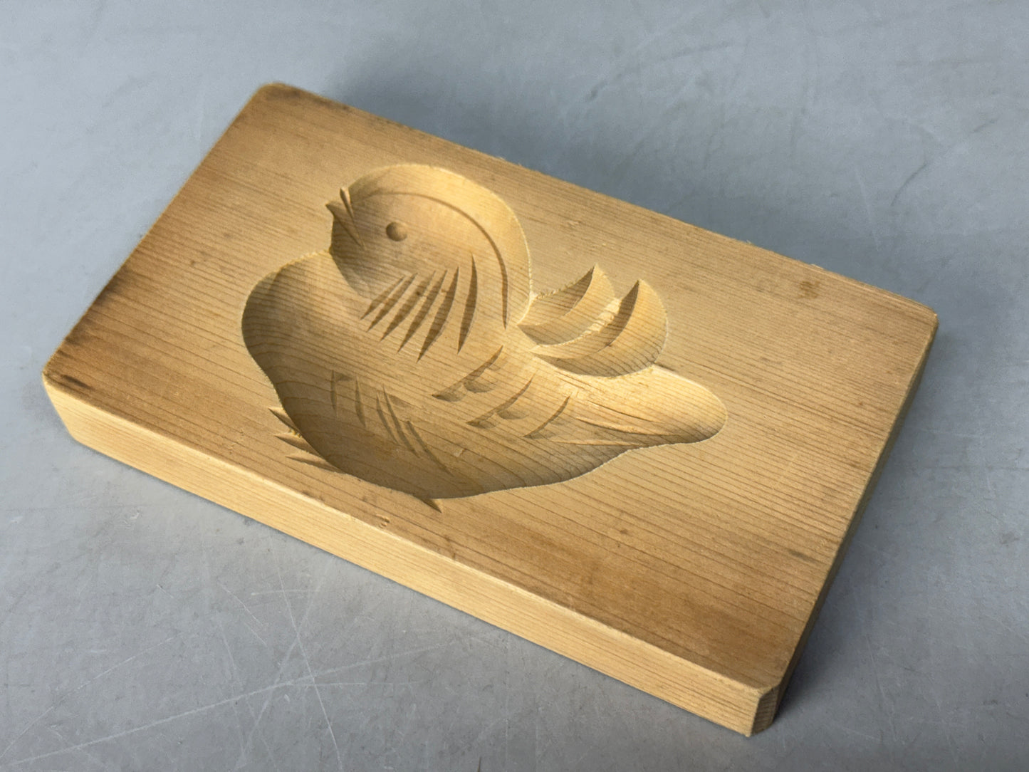 Y8779 KASHIGATA Bird Japan antique Wooden Pastry Mold wagashi confectionery