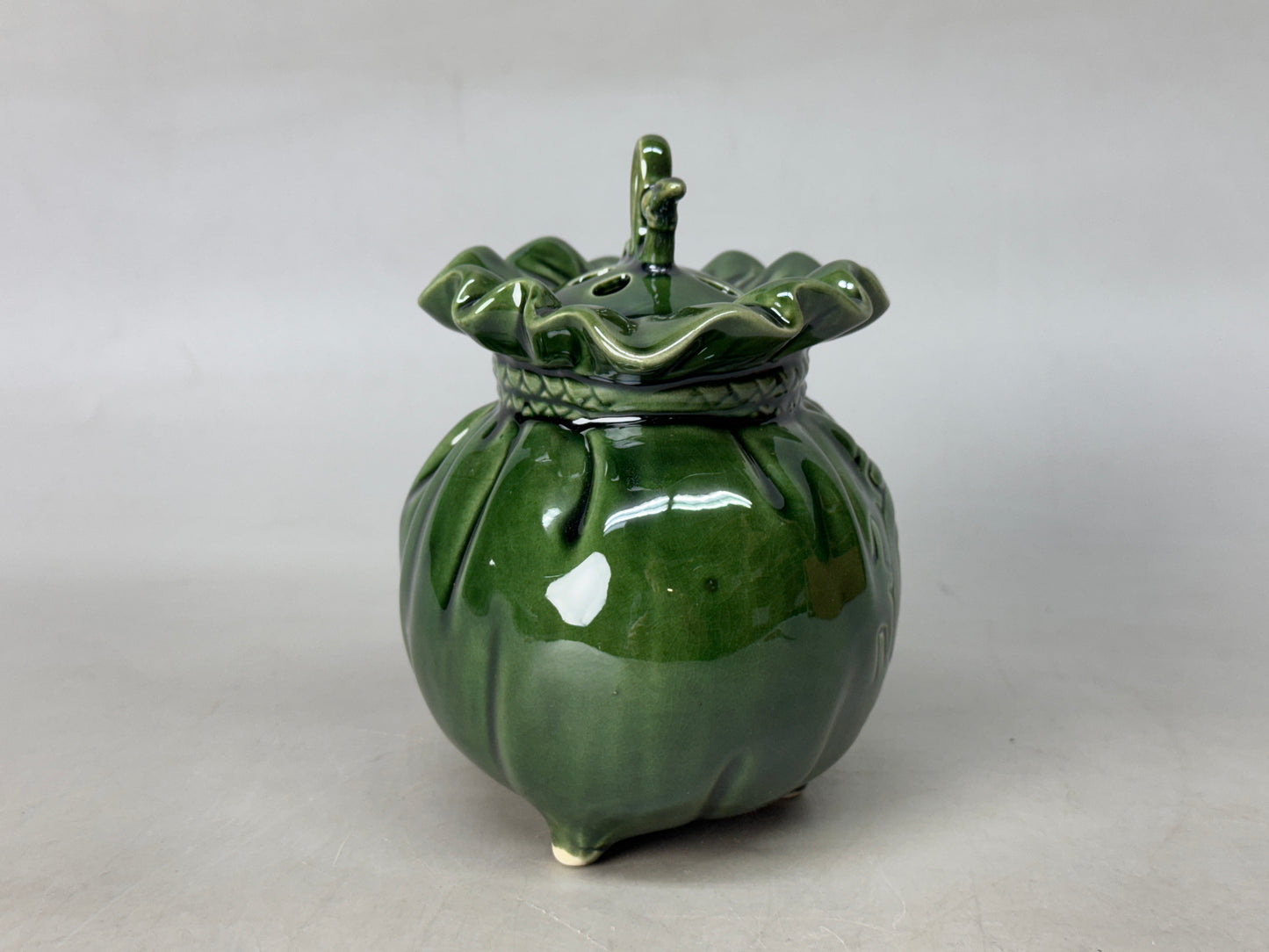 Y8781 KOURO Oribe-ware signed box Japan antique fragrance incense burner aroma