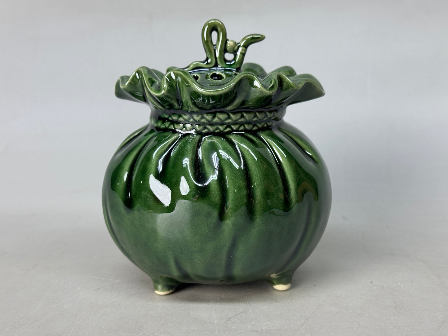 Y8781 KOURO Oribe-ware signed box Japan antique fragrance incense burner aroma