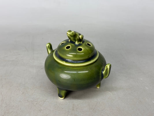 Y8785 KOURO Oribe-ware signed Japan antique fragrance incense burner aroma