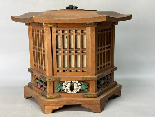Y8795 TOUROU wooden painted Hanging Lantern signed Japan antique interior decor