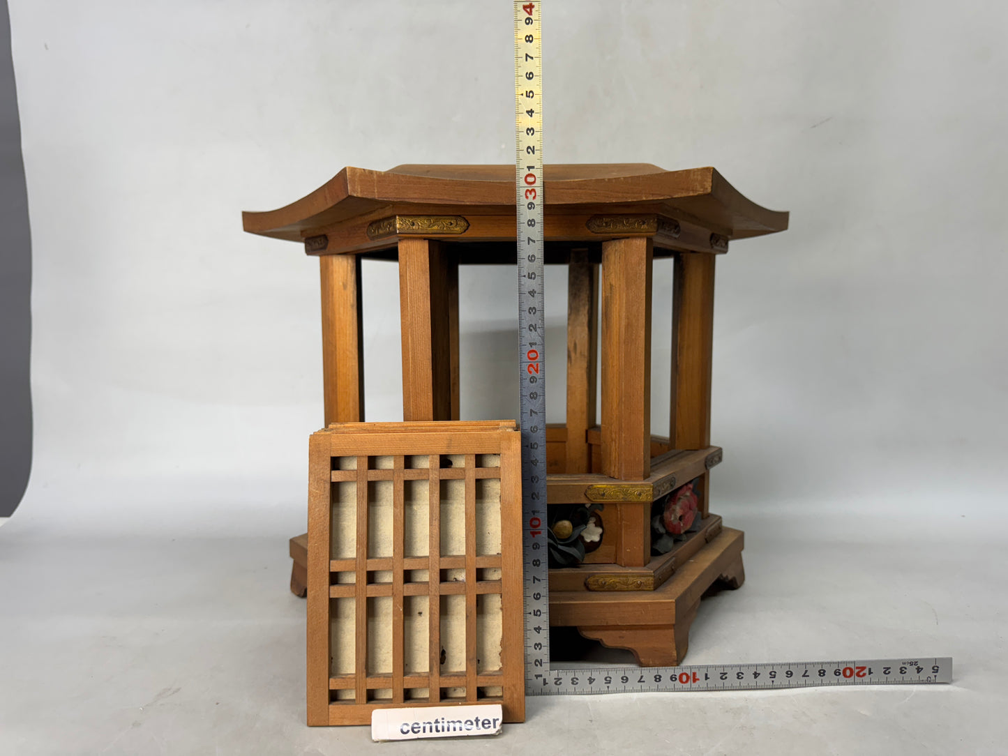 Y8795 TOUROU wooden painted Hanging Lantern signed Japan antique interior decor