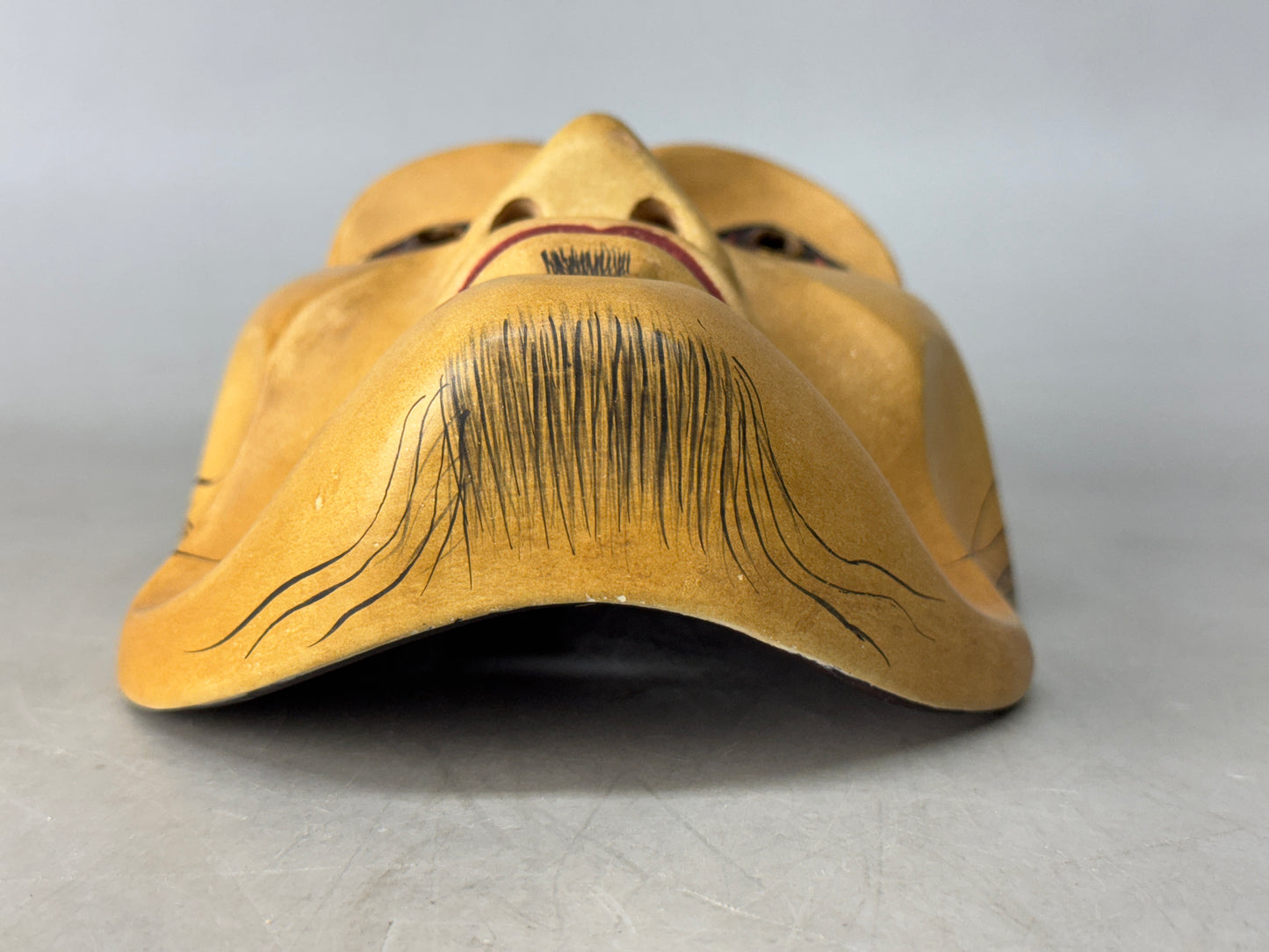 Y8804 NOH MASK wood carving Yase-otoko skinny ghost spirit Japan antique omen