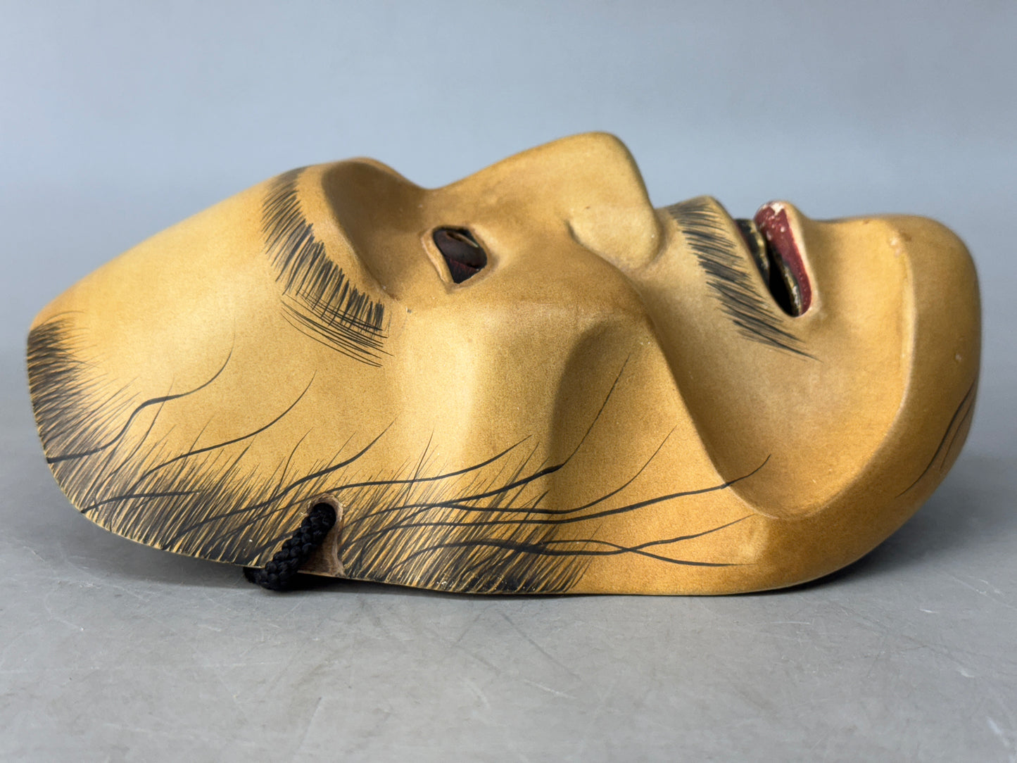 Y8804 NOH MASK wood carving Yase-otoko skinny ghost spirit Japan antique omen