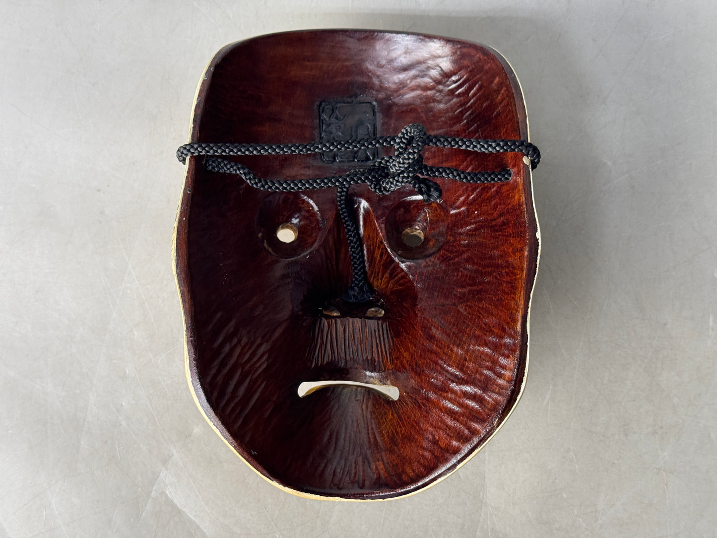 Y8804 NOH MASK wood carving Yase-otoko skinny ghost spirit Japan antique omen
