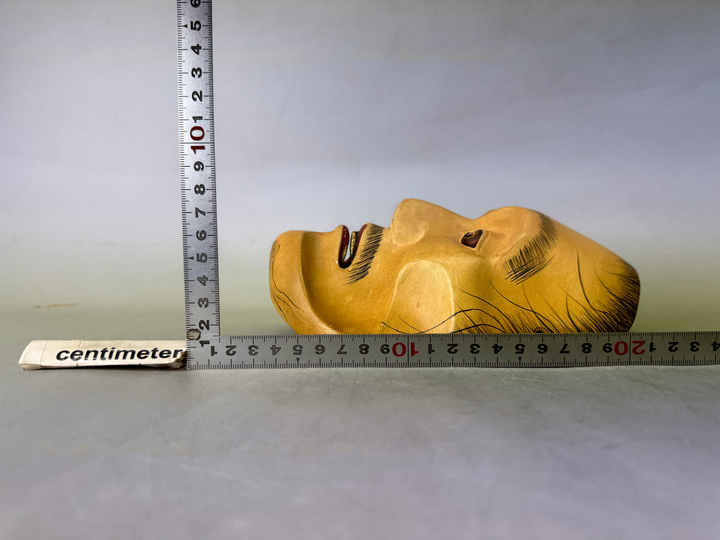 Y8804 NOH MASK wood carving Yase-otoko skinny ghost spirit Japan antique omen