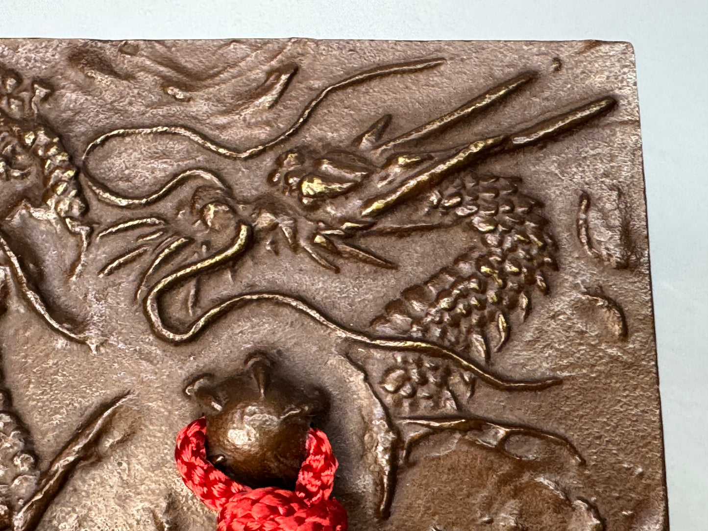 Y8812 BOX Copper small container signed Dragon pattern Japan antique storage
