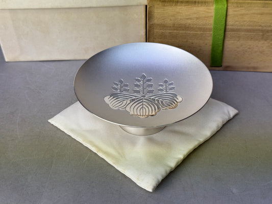 Y8813 CHAWAN Pure silver Sake cup signed box Japan antique tableware kitchen