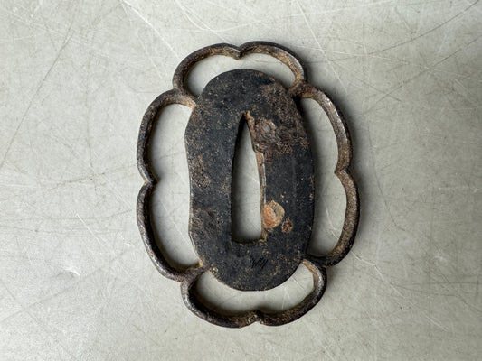 Y8836 TSUBA Iron short sword guard Japan samurai katana antique koshirae edo