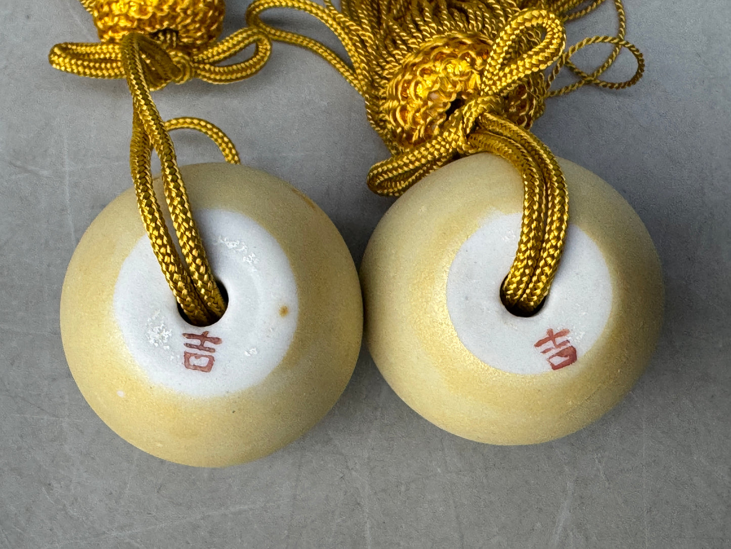 Y8844 FUCHIN Kutani-ware signed box Japan kakejiku Hanging Scroll Weight decor
