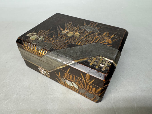 Y8846 BOX Kourin Makie small accessory case Japan antique storage container