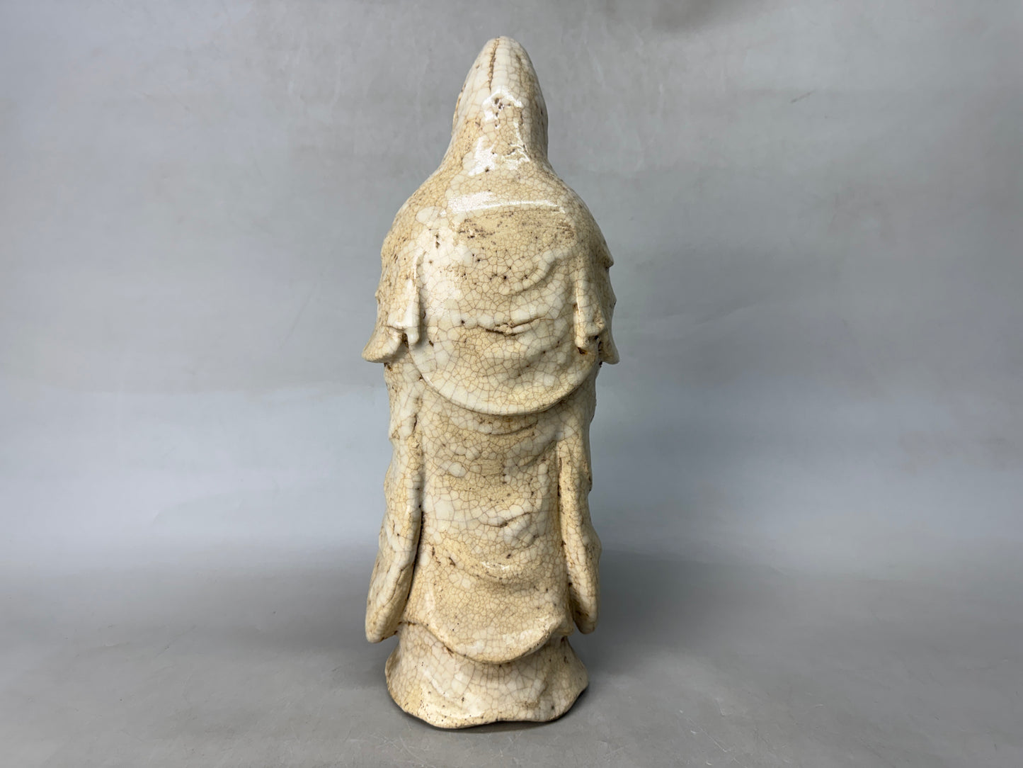Y8861 OKIMONO Mino-ware White-robed Kannon figurine signed Japan antique figure