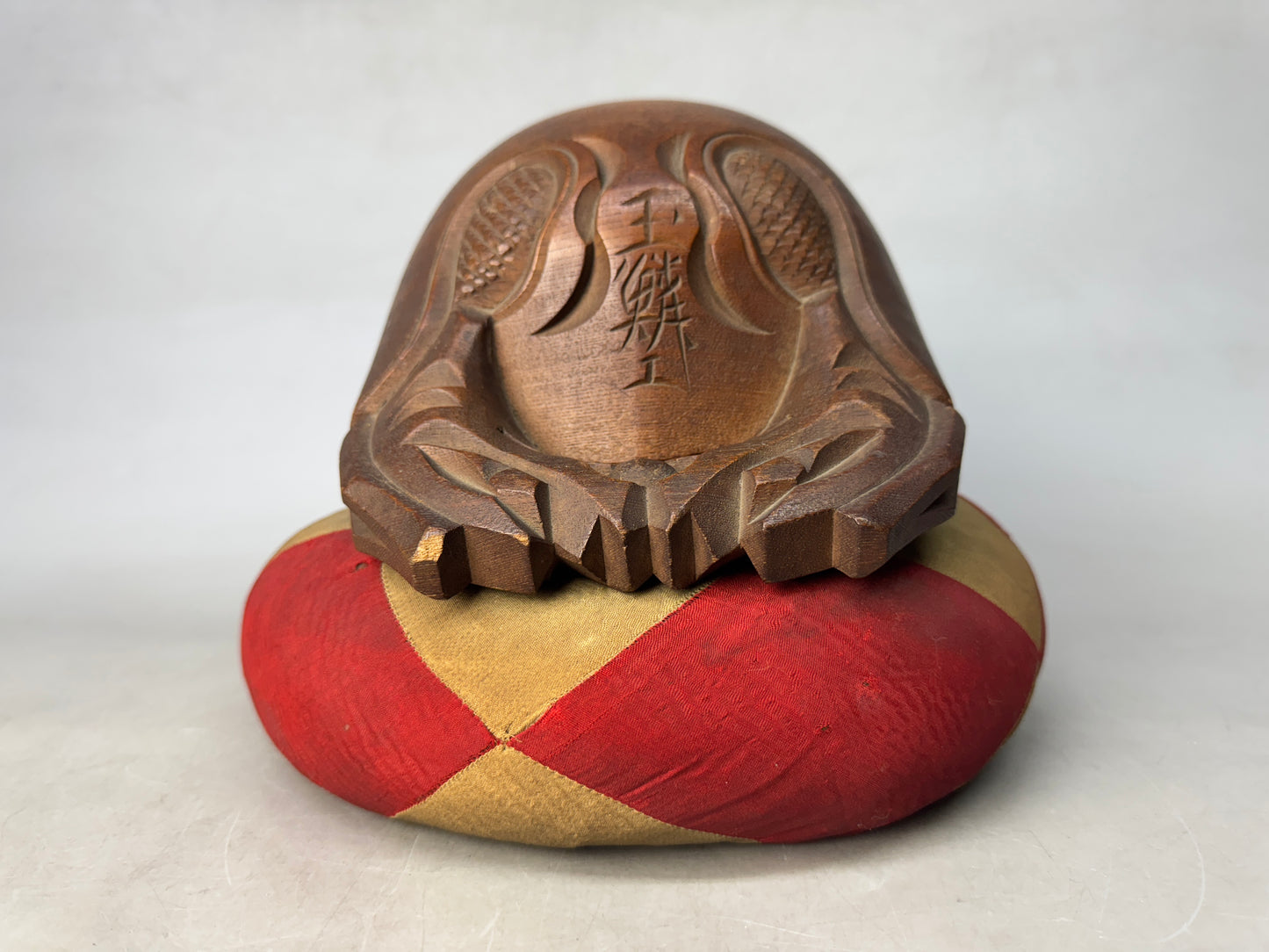 Y8864 MOKUGYO wooden Buddhist Monk Instrument signed Japan antique temple