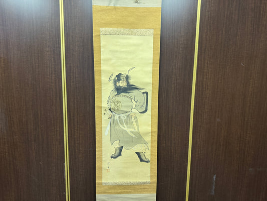 Y8867 KAKEJIKU Shoki Taoist deity signed Japan antique hanging scroll interior