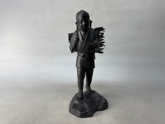 Y8872 STATUE Ninomiya Kinjiro figurine metal bronze Japan antique interior