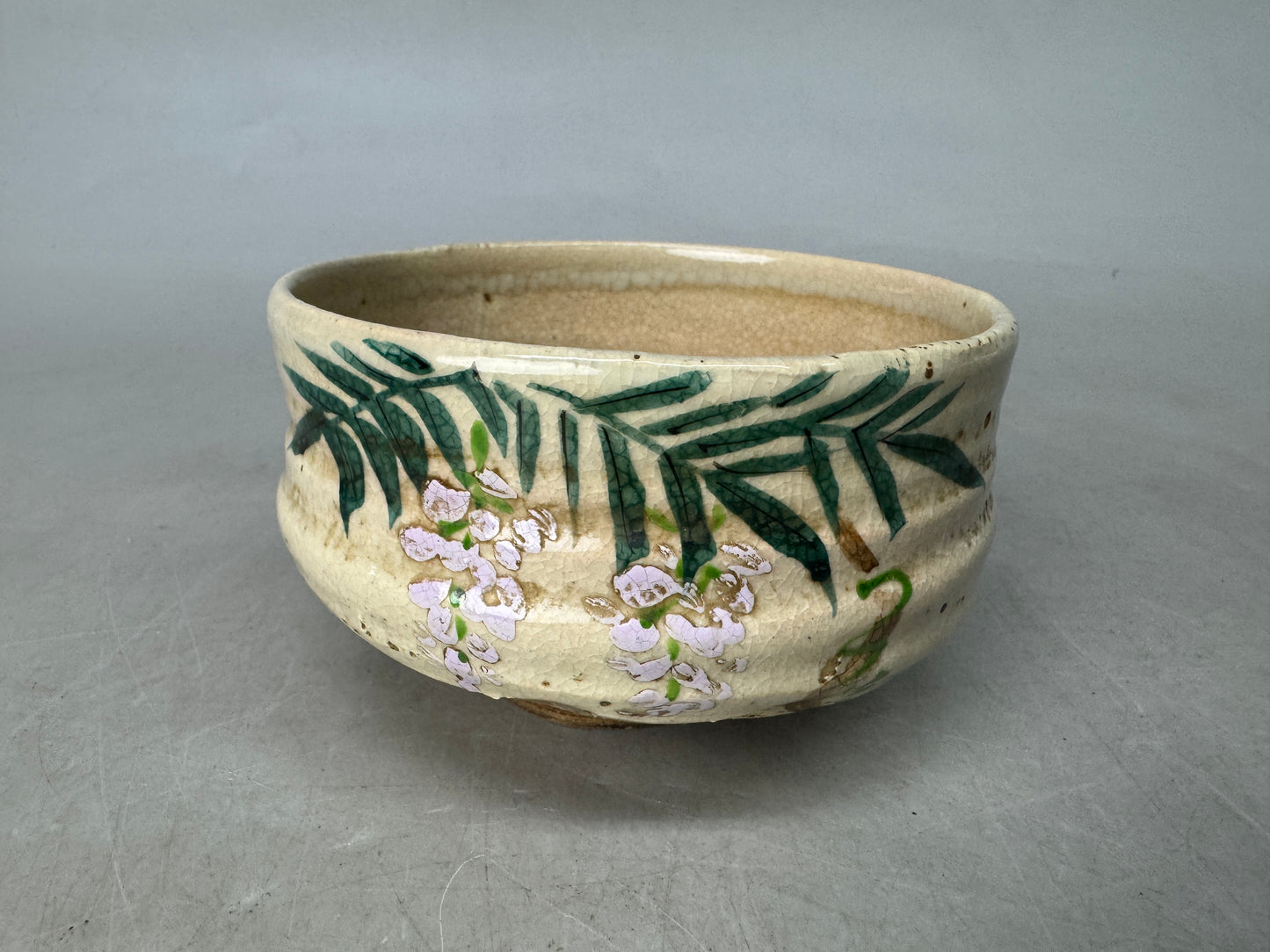 Y8893 CHAWAN Mino-ware painted bowl signed Japan antique tea ceremony pottery