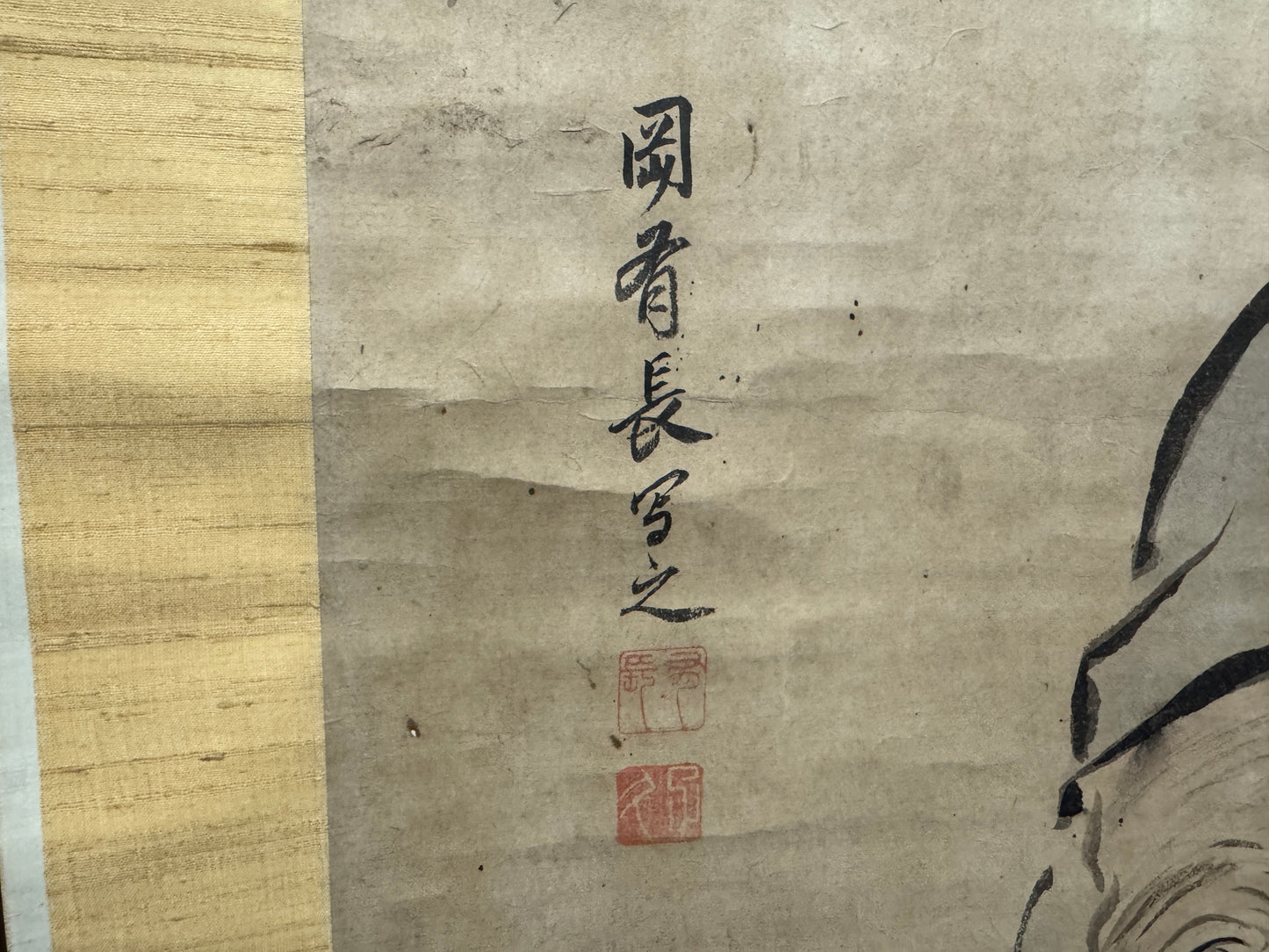 Y8898 KAKEJIKU Hermit Deer signed Kano school Japan antique hanging scroll decor