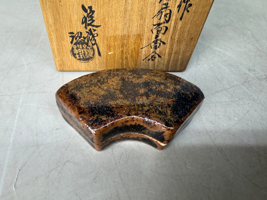 Y8902 BOX Seto-ware signed box Japan antique incense holder case fragrance aroma