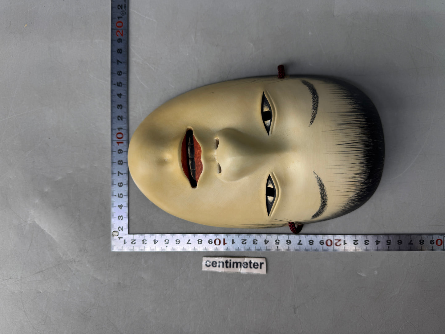 Y8911 NOH MASK wood carving Doushi signed Japan antique omen men dance drama