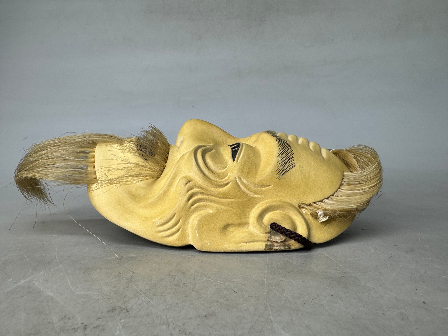 Y8915 NOH MASK wood carving Sankojo signed Japan antique omen men dance drama