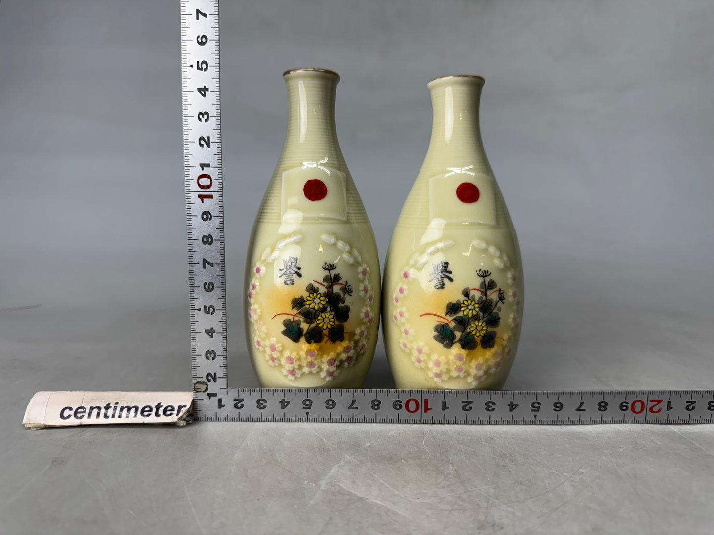 Y8926 Imperial Japan Army 2 Tokkuri Sake bottles ceramic Japan WW2 vintage