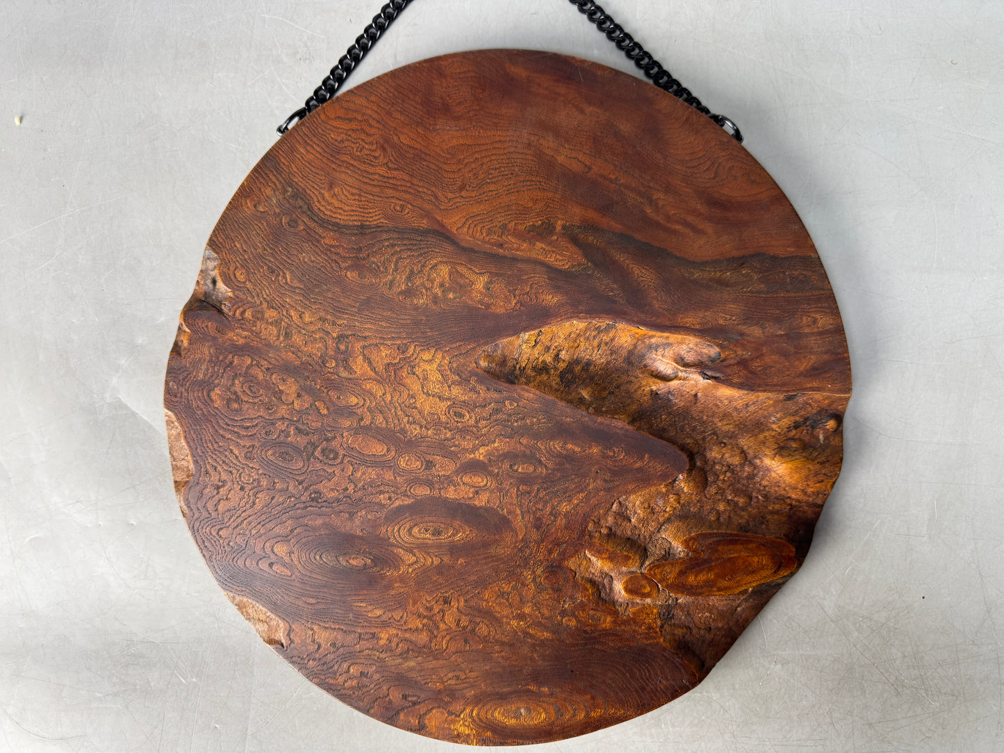 Y8935 FRAME Dragon Makie natural wood round signed box Tamamoku Japan antique