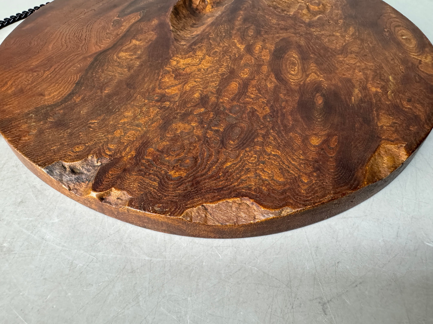Y8935 FRAME Dragon Makie natural wood round signed box Tamamoku Japan antique