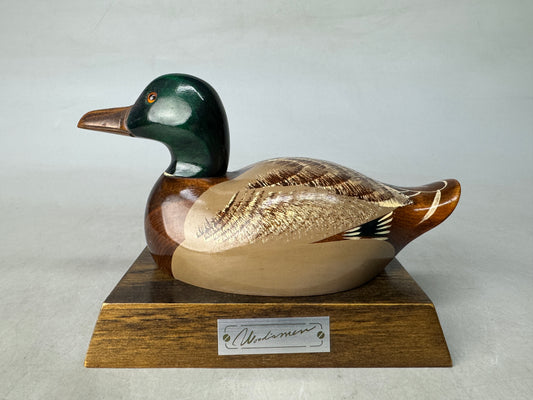 Y8936 BOX Duck accessory case wood carving Tsubogen Japan antique container