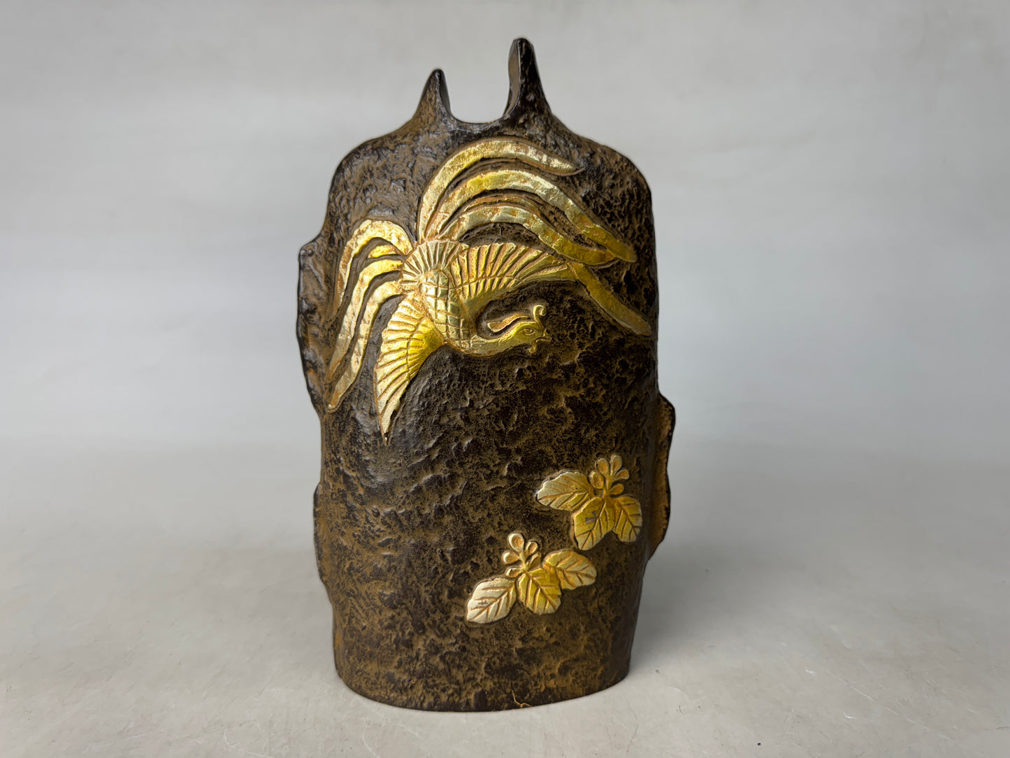Y8942 FLOWER VASE Copper Inlay signed box Japan ikebana floral arrangement decor