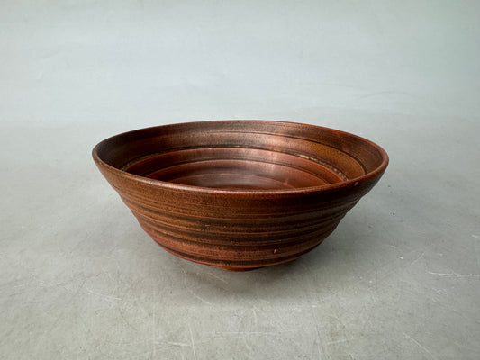 Y8946 CHAWAN Bizen-ware flat bowl signed Japan antique tea ceremony cup pottery