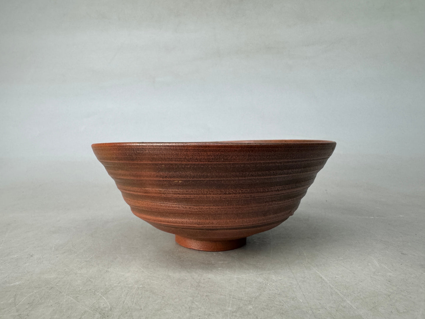 Y8946 CHAWAN Bizen-ware flat bowl signed Japan antique tea ceremony cup pottery