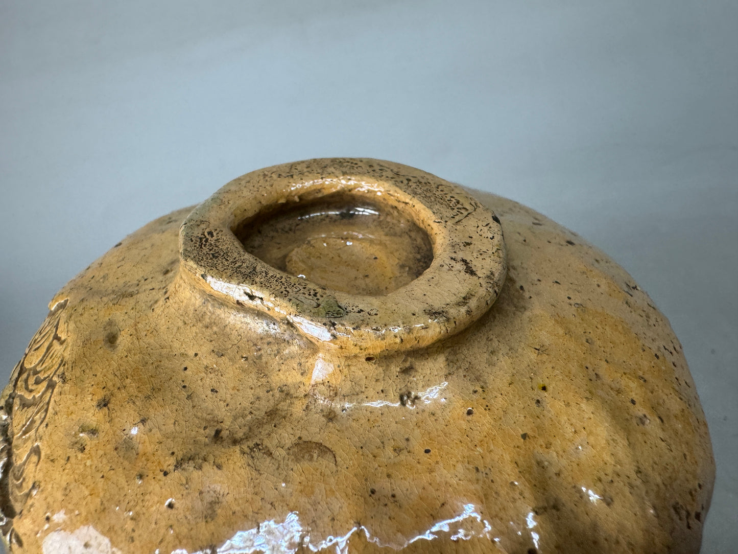 Y8947 CHAWAN Raku-ware bowl Paulownia Phoenix Japan antique tea ceremony pottery