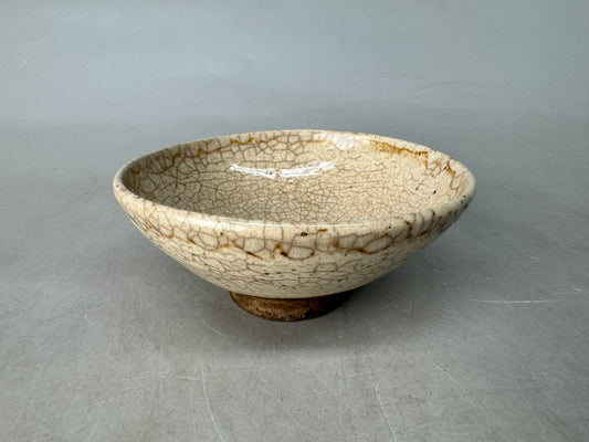 Y8953 CHAWAN Mino-ware flat bowl Japan antique tea ceremony pottery tableware
