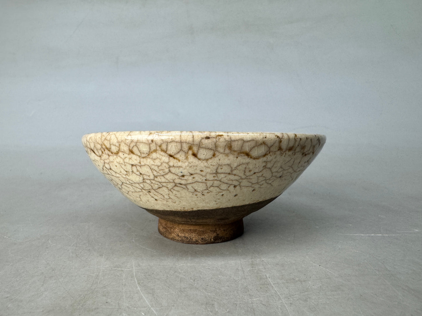 Y8953 CHAWAN Mino-ware flat bowl Japan antique tea ceremony pottery tableware