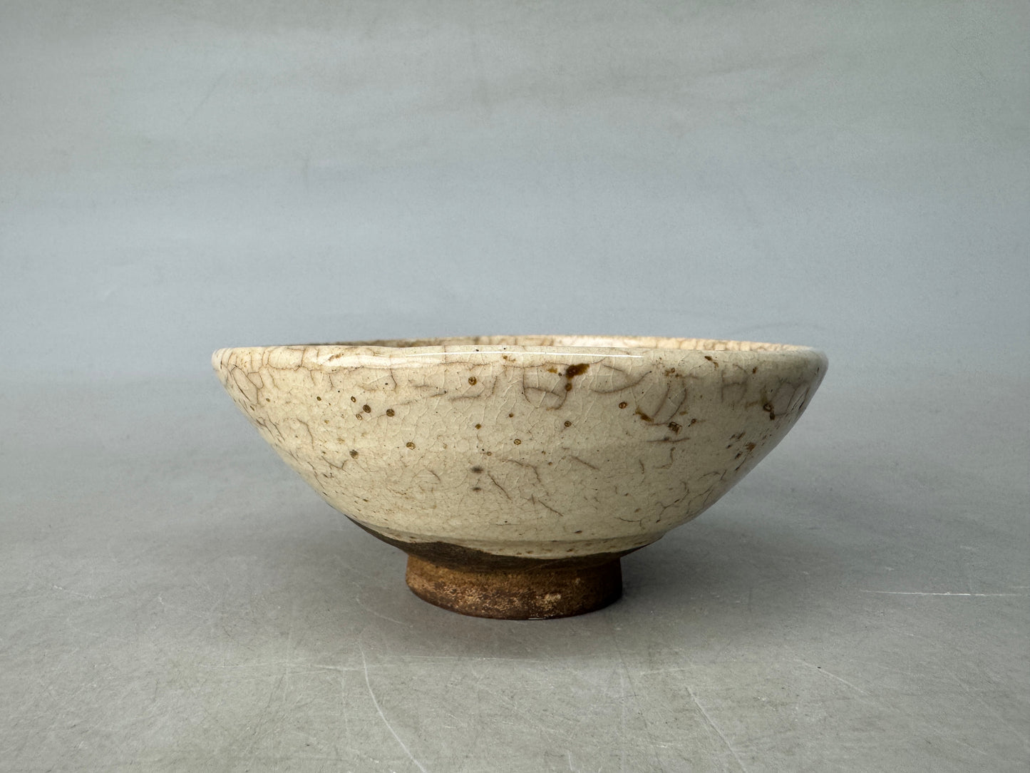 Y8953 CHAWAN Mino-ware flat bowl Japan antique tea ceremony pottery tableware