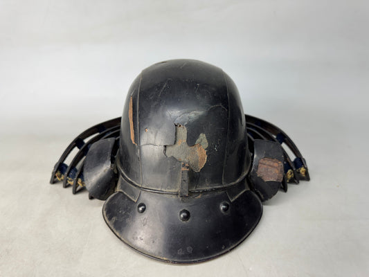 Y8961 KABUTO Iron Zunari helmet black lacquer armor Japan antique bugu yoroi