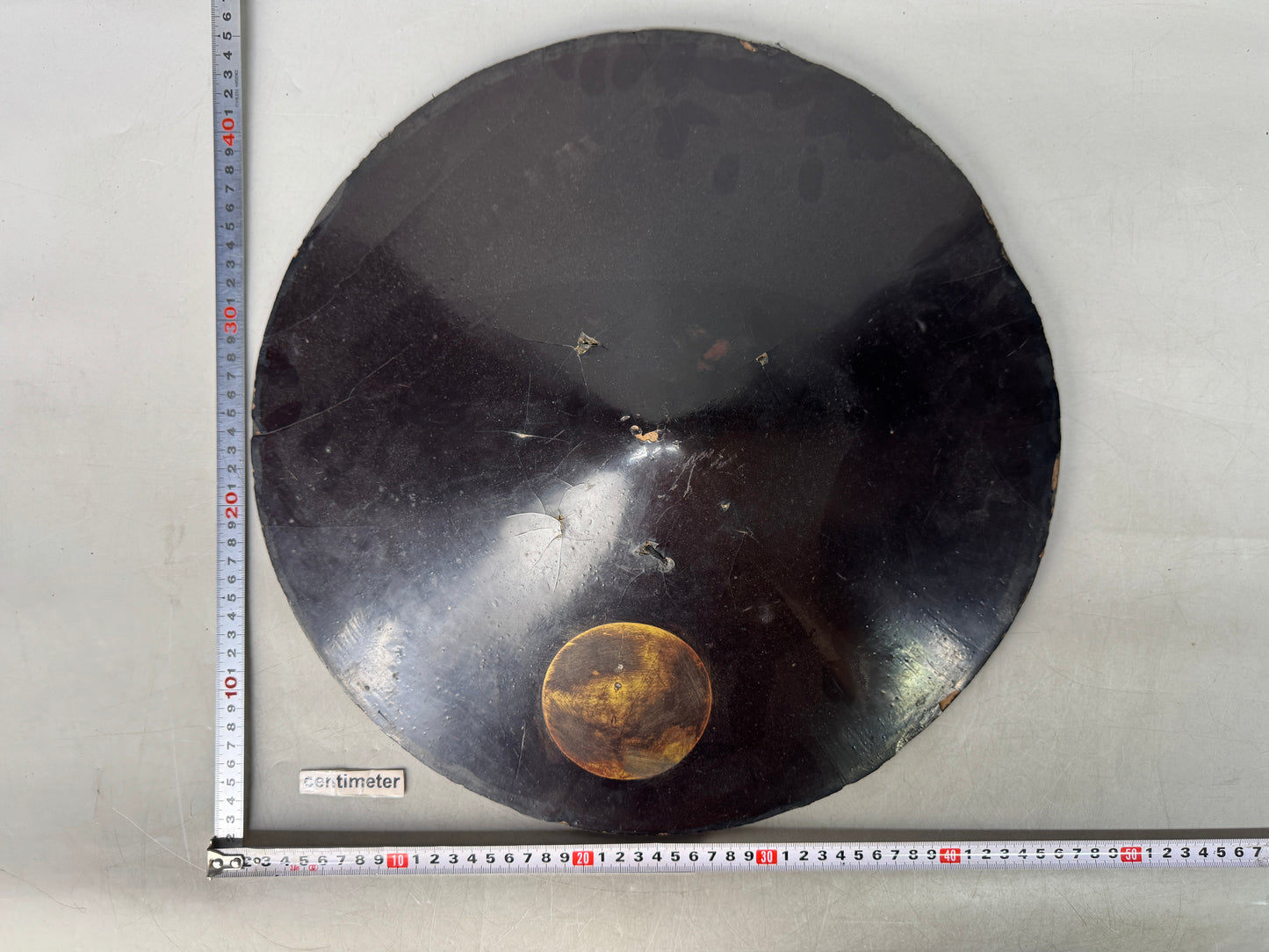 Y8962 JINGASA Black lacquer battle hat Japanese samurai yoroi armor helmet