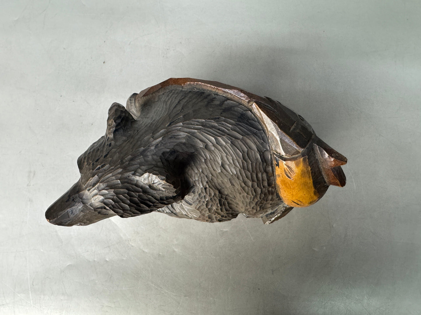 Y8987 OKIMONO wood carving Bear figurine Ainu Japan antique interior figure
