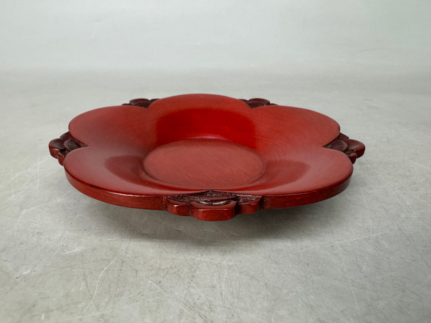 Y8993 DISH Kamakura carving Chataku coaster set of 5 signed Japan antique