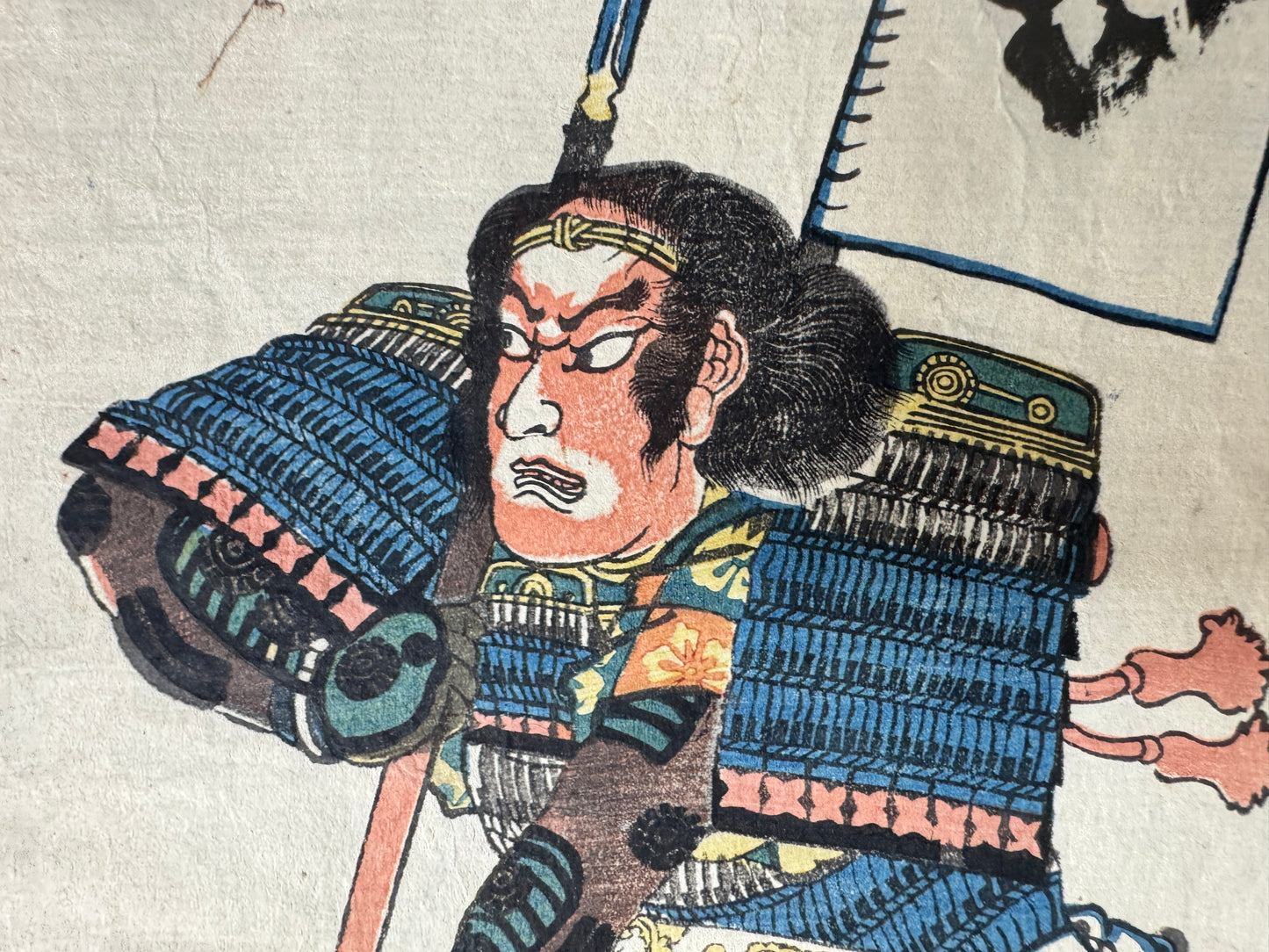 Y9002 WOODBLOCK PRINT Yoshikazu warrior skull single piece Japan Ukiyoe antique