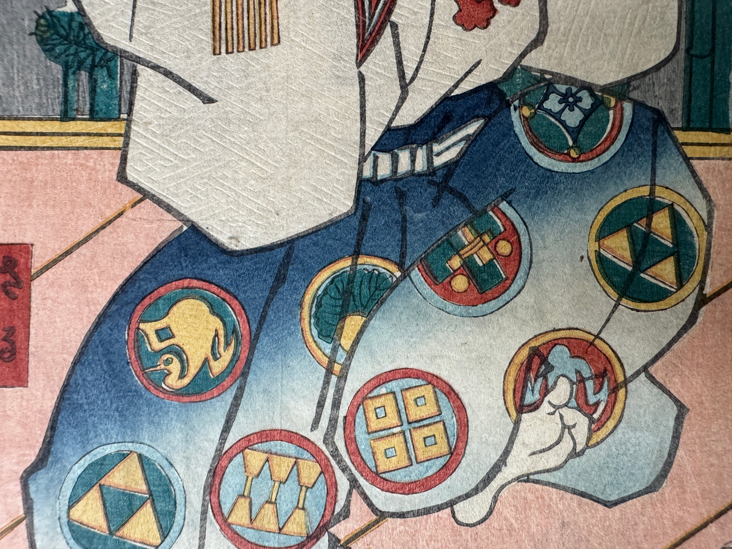 Y9004 WOODBLOCK PRINT Toyokuni Monkey show diptych Japan Ukiyoe antique art