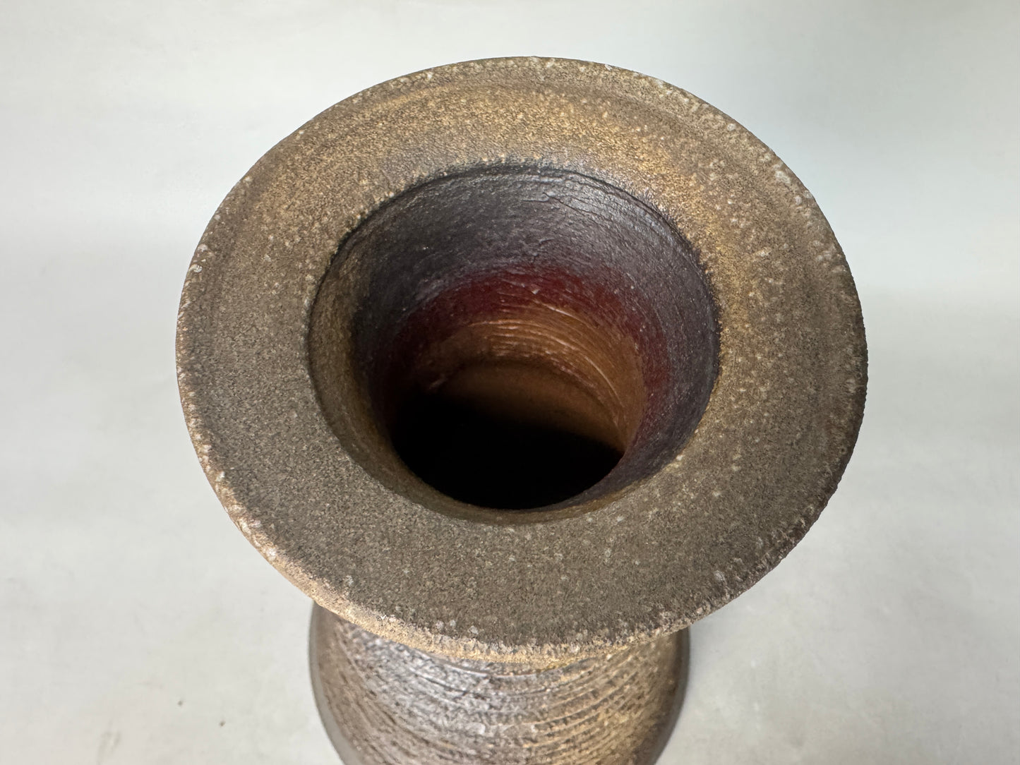 Y9008 FLOWER VASE Bizen-ware signed box Japan ikebana floral arrangement modern