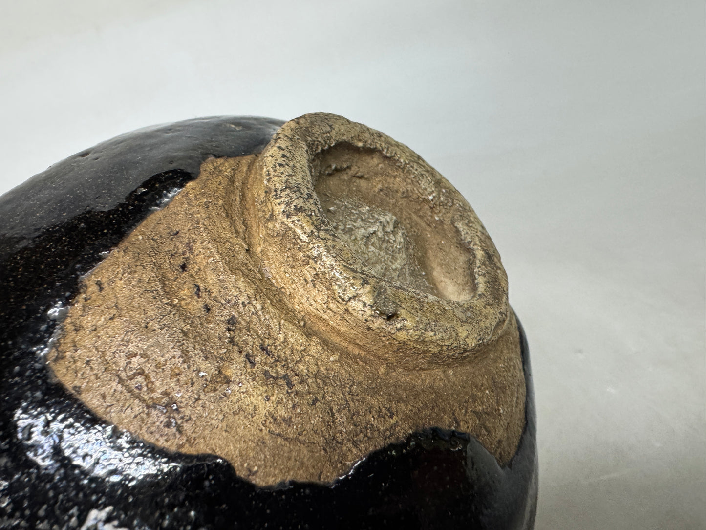 Y9014 CHAWAN Raku-ware tube bowl kintsugi deformed Japan antique tea ceremony