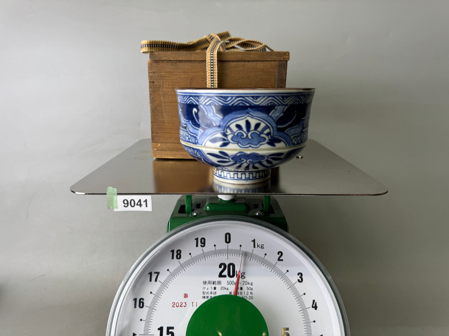 Y9041 CHAWAN Shonzui bowl box underglaze blue Japan antique tea ceremony pottery