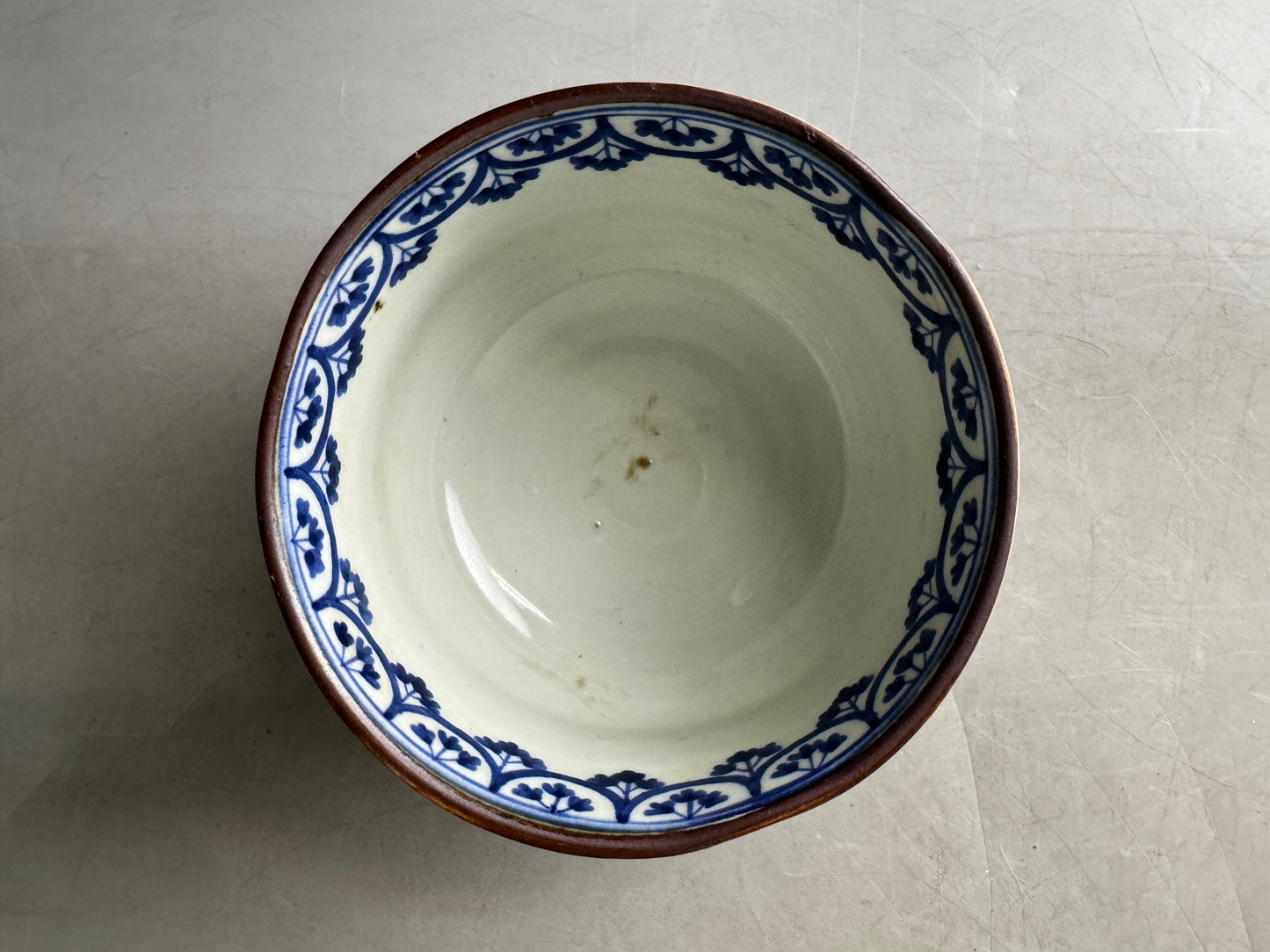 Y9041 CHAWAN Shonzui bowl box underglaze blue Japan antique tea ceremony pottery