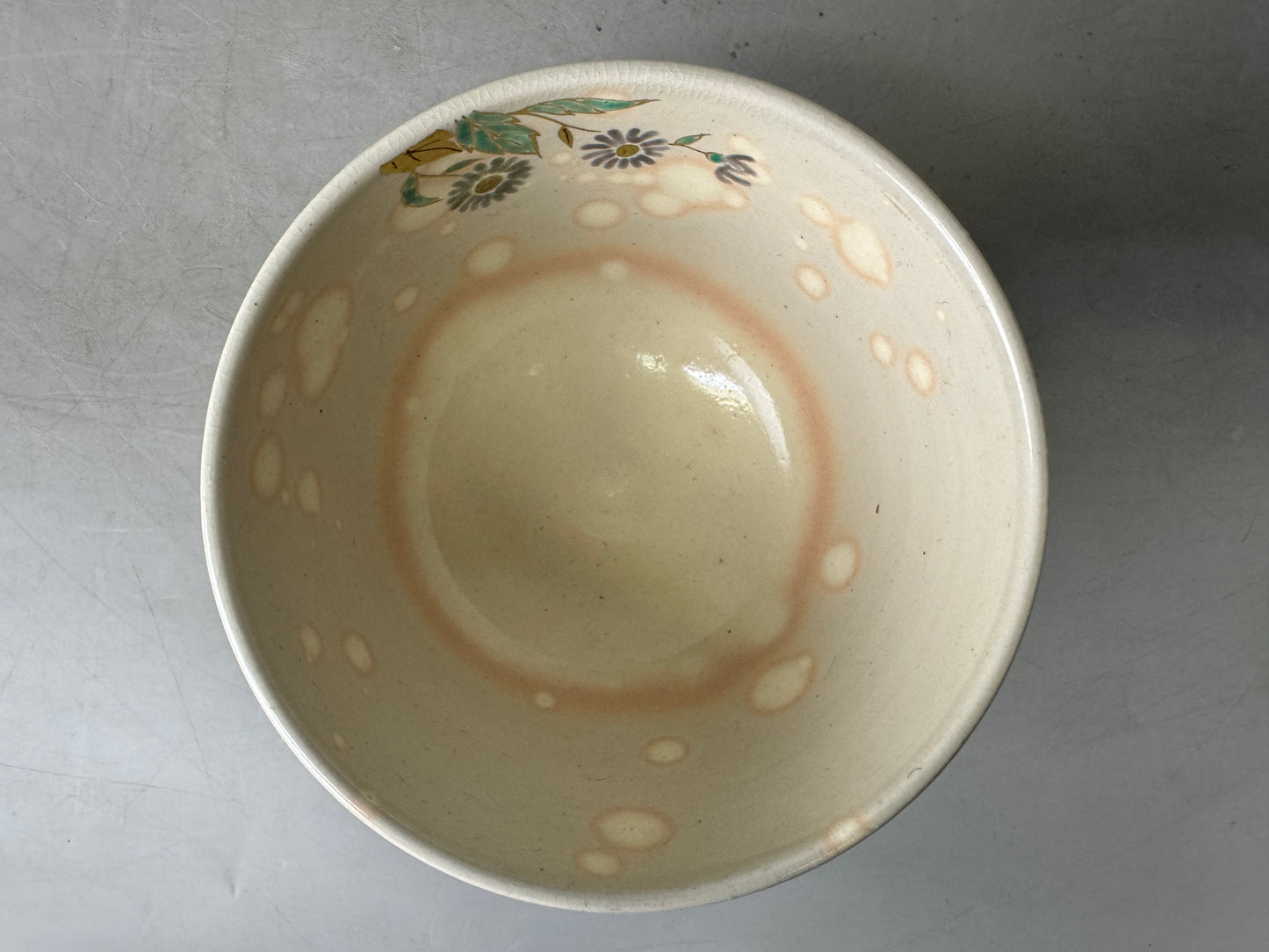 Y9043 CHAWAN Kyo-ware bowl signed box Japan antique tea ceremony pottery cup