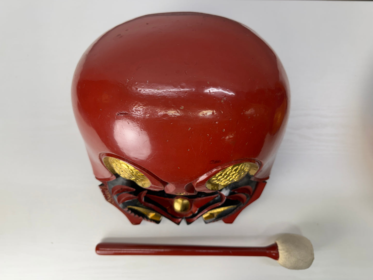Y9046 MOKUGYO large wooden Buddhist Monk Instrument signed Japan antique temple