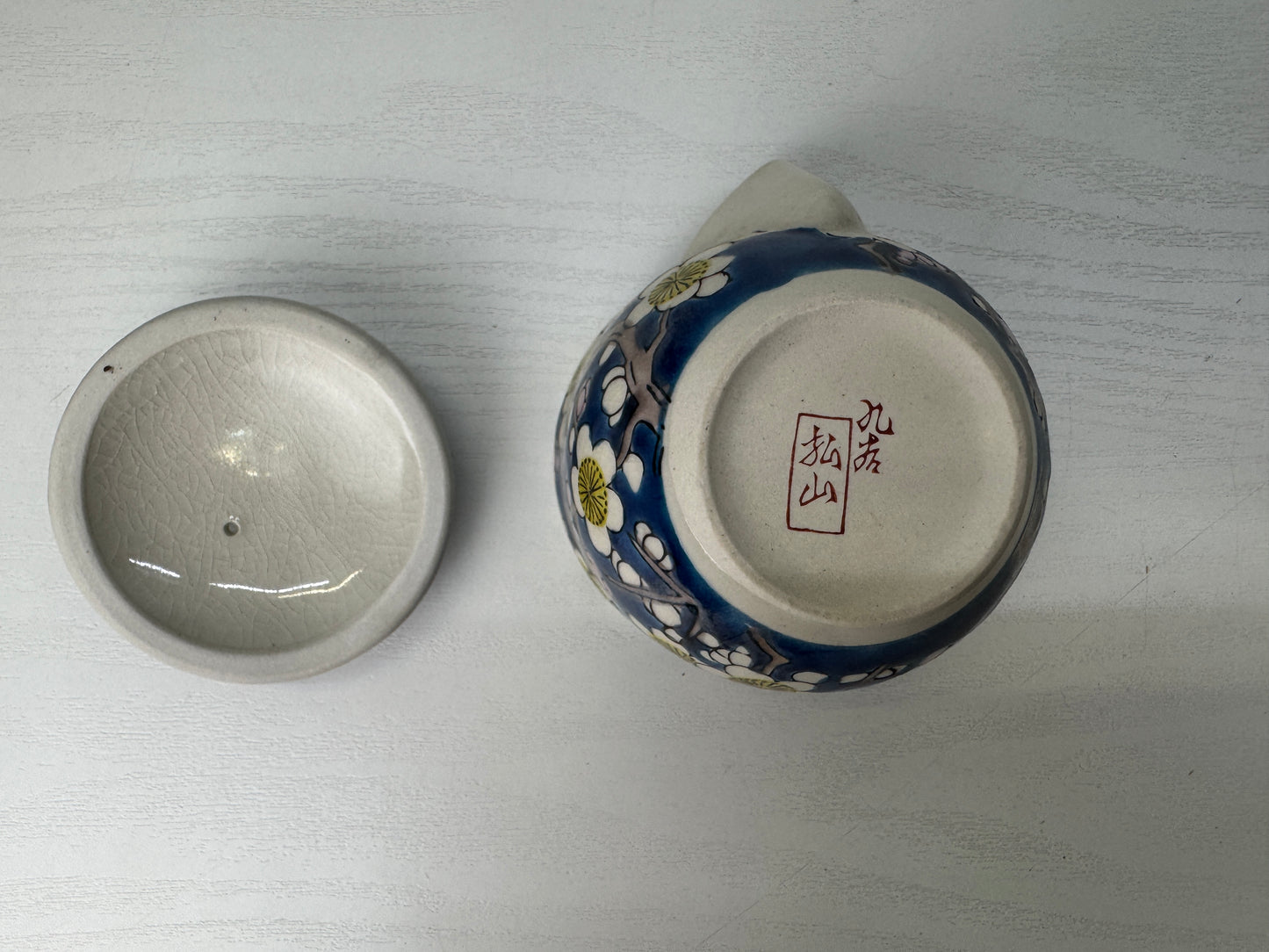 Y9057 KYUSU Kutani-ware teapot tea pot chawan cup set signed box Japan antique