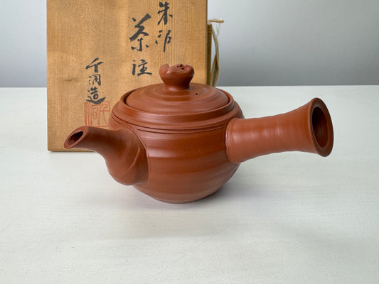 Y9058 KYUSU Tokoname-ware  teapot pot signed box Japan antique Sencha tea
