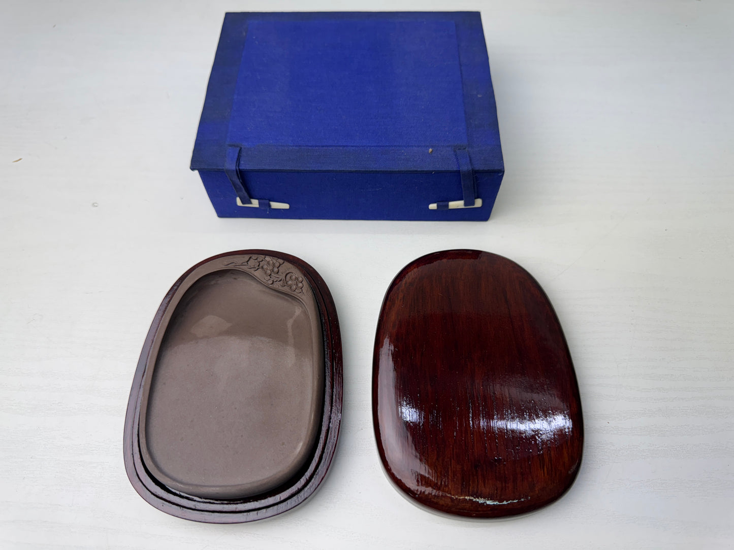Y9062 SUZURI Inkstone flower bird stationery calligraphy box China art antique